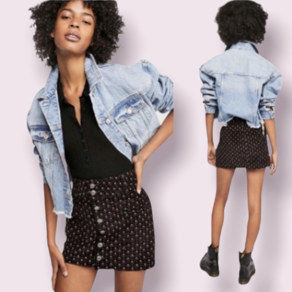 Free People Joanie Cord Mini Skirt in Geometric Pattern